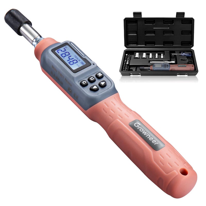 Growneer Digital Torque Screwdriver  2.66-53.1 In-lbs/0.3-6 Nm  1/4'' Drive Torque Screwdriver Electrician with Buzzer & LED Indicator  27 In 1 Screwdriver Torque Wrench Set (Black) - Image 1